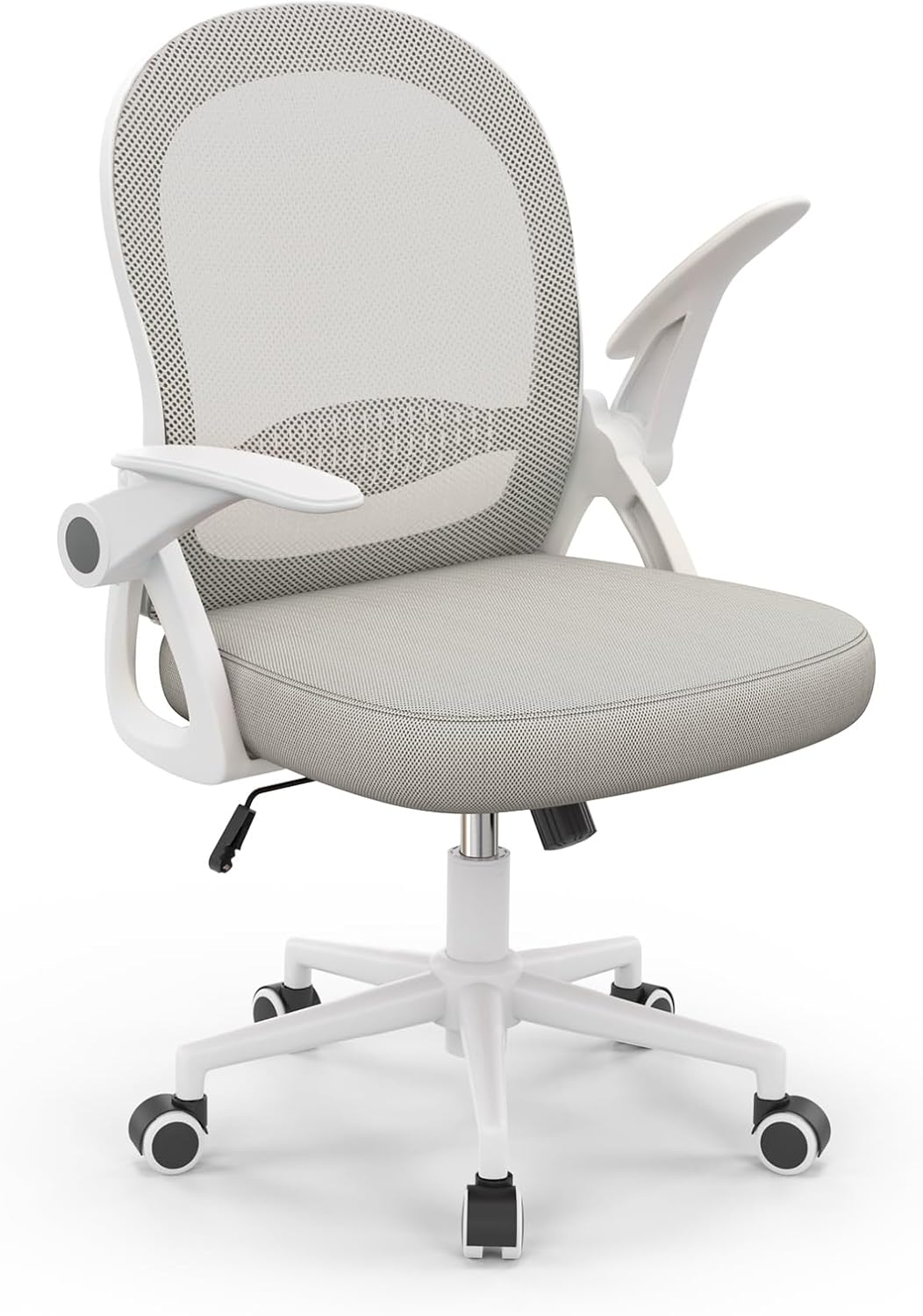 rattantree Office Chair Ergonomic Desk with 90° Flip-up Armrests and Lumbar Support Height Adjustable Mid-Back Swivel Computer Mesh Chair Support for Home/Office - Gray