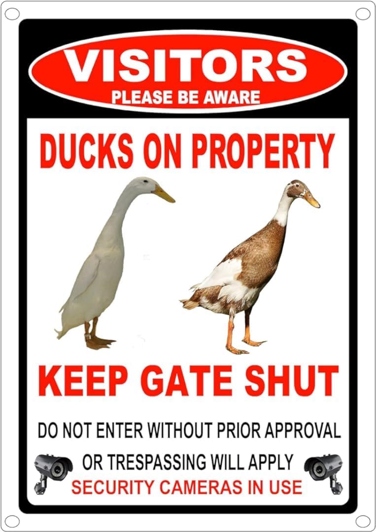 Bioprocess Indian Runner Ducks Property Gate Sign Metal Tin Sign 8X12 inch