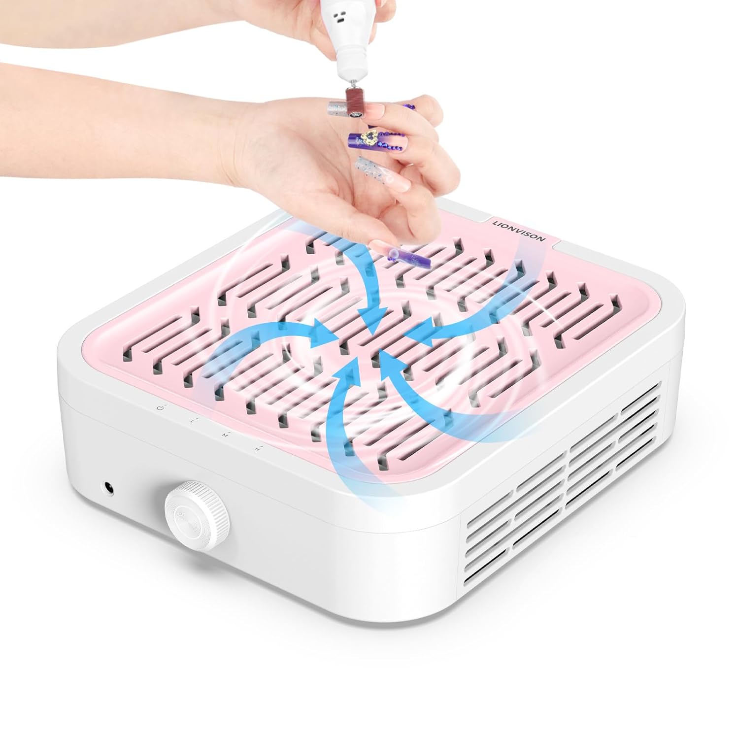 LIONVISON Nail Dust Collector for Salons: Vacuum Fan Dust Suction Machine for Beginners DIY - Manicure Pedicure Tool with Reusable Filter for Home