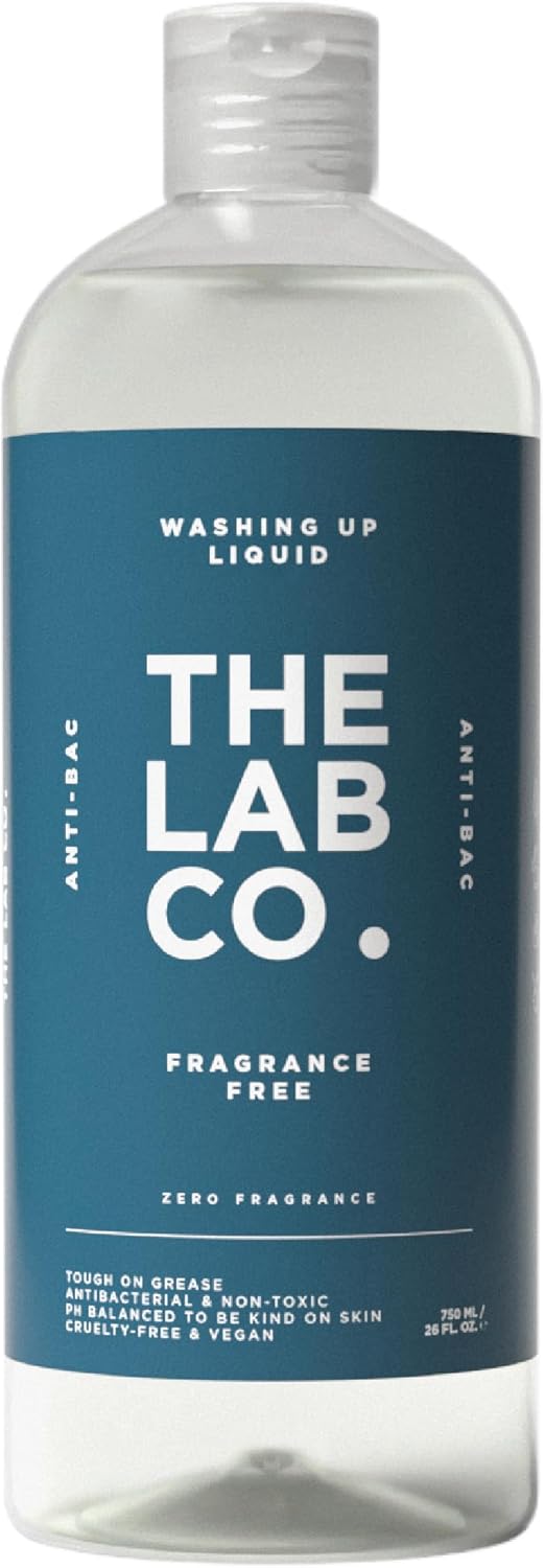 The Lab Co. Washing Up Liquid 750ml antibacterial dishwashing Fragrance Free unscented no perfume for sensitive skin