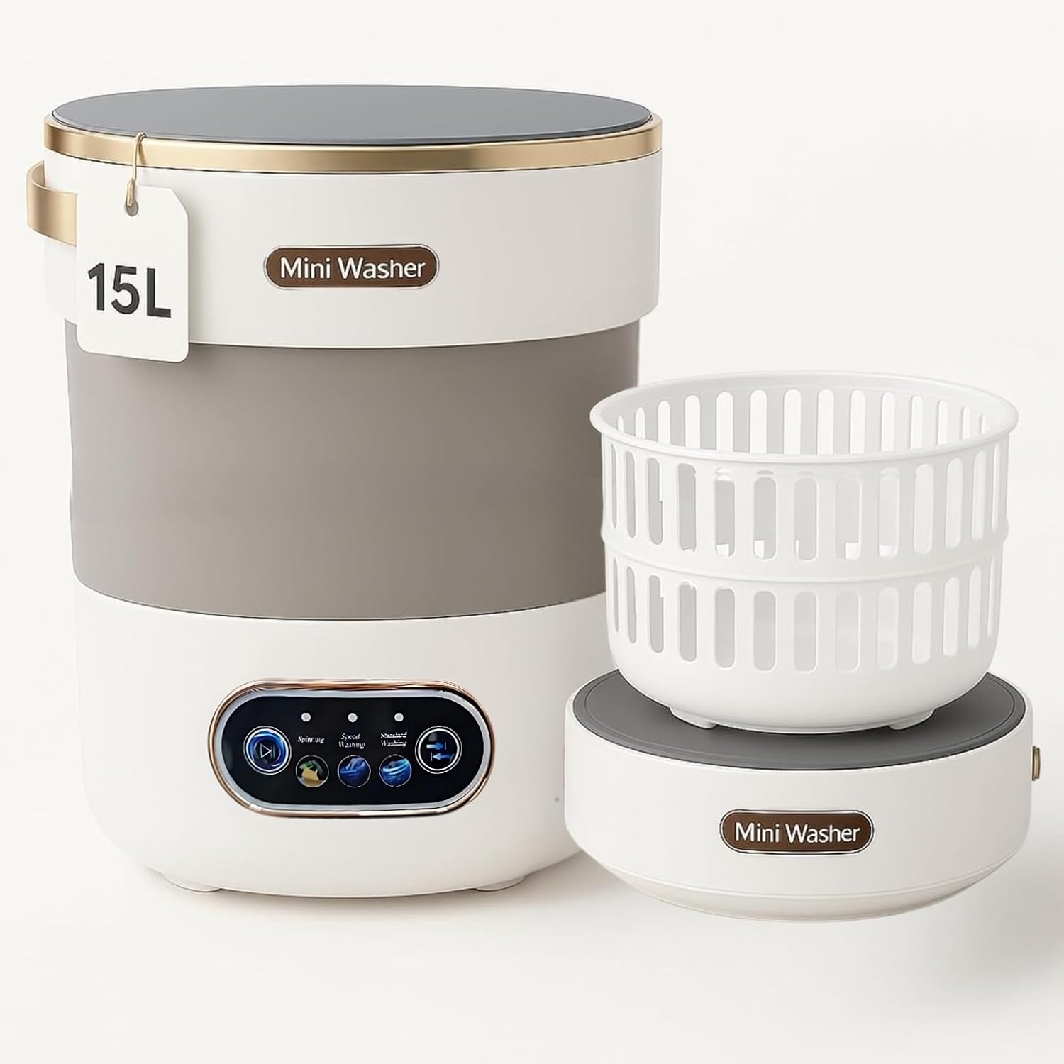 Portable Washing Machine, Foldable Washing Machine, 15L Mini Washer, Easy To Use, Quiet and User Friendly, Great for Dorms Small Apartments and Travelling