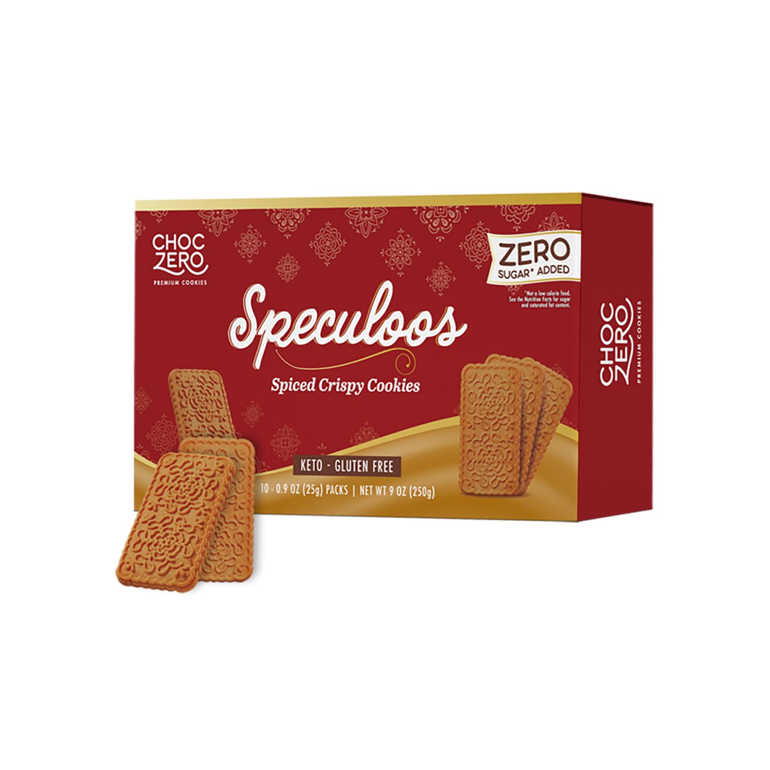 ChocZero Speculoos Cookies, Gluten Free, No Added Sugar, Spiced Caramel Cookie, 30 Cookies Per Box, 9 Ounce (Pack of 1)