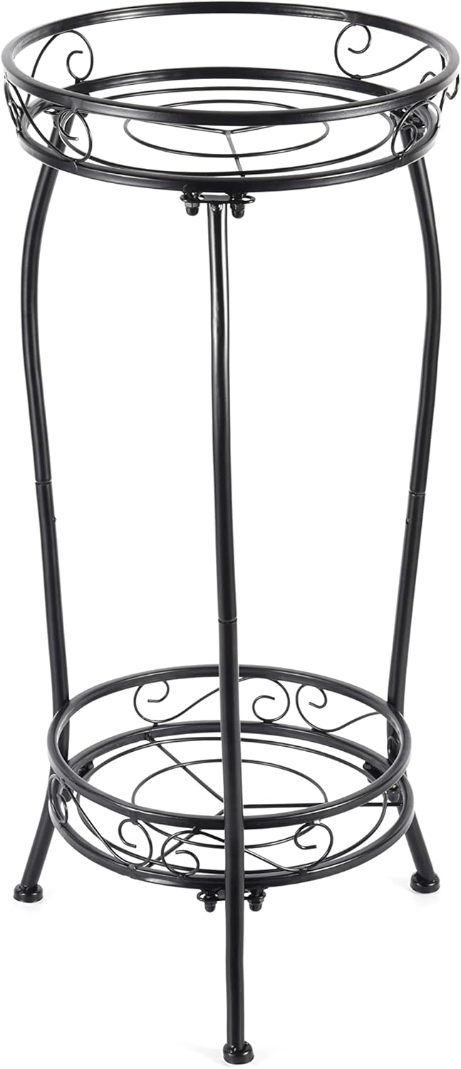 Plant Stand Indoor Outdoor,Tall Black Metal Rustproof Stable Plant Stands,2 Tier 27.1 inch Multiple Plant Rack Holder Rack Flower Pot Stand Heavy Duty Plant Shelf