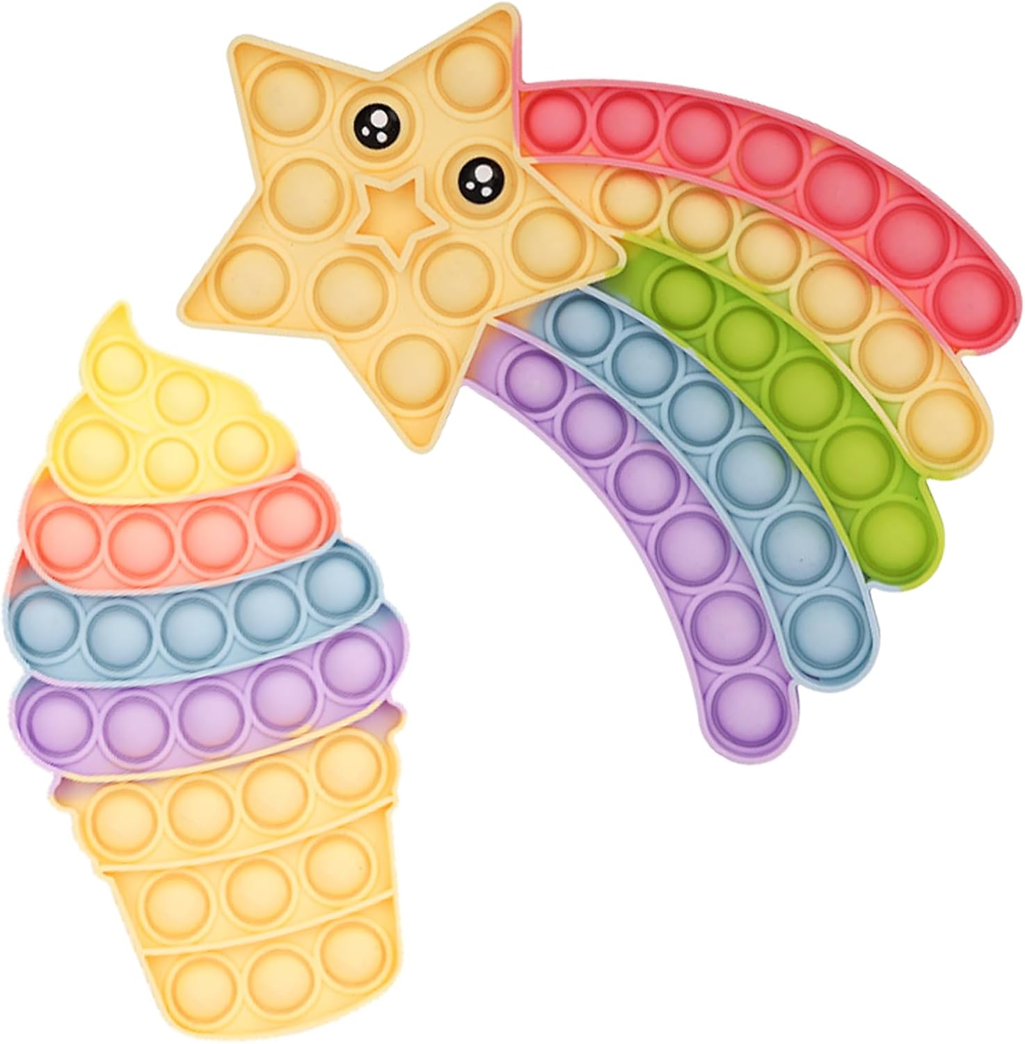 BDSHUNBF 2PCS Rainbow Pop It Sensory Fidget Toy - Stress Relief for Kids, Friends, Gift