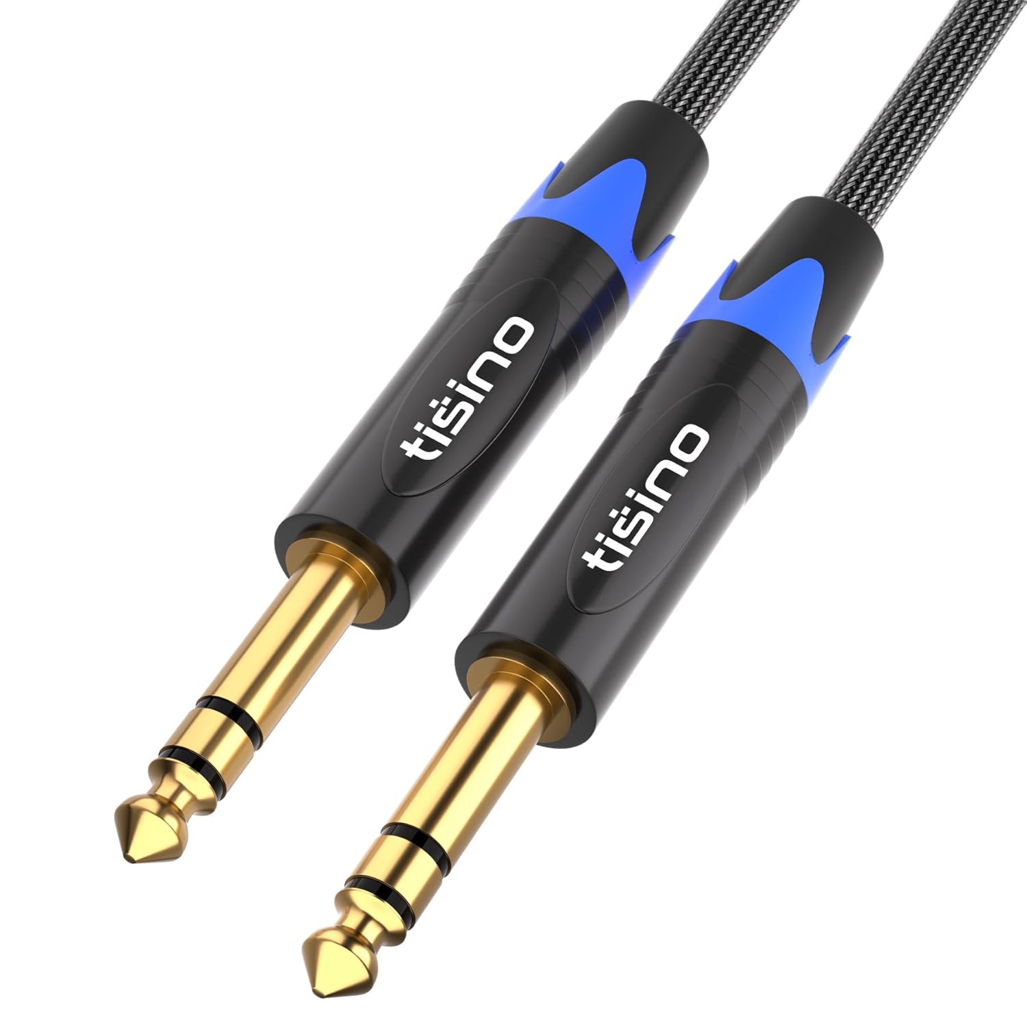 tisino 1/4 inch TRS Cable, Quarter inch 1/4 TRS to TRS Balanced Stereo Audio Cable Male to Male Pro Interconnect Cable Guitar Cable, Nylon Braid - 3 FT