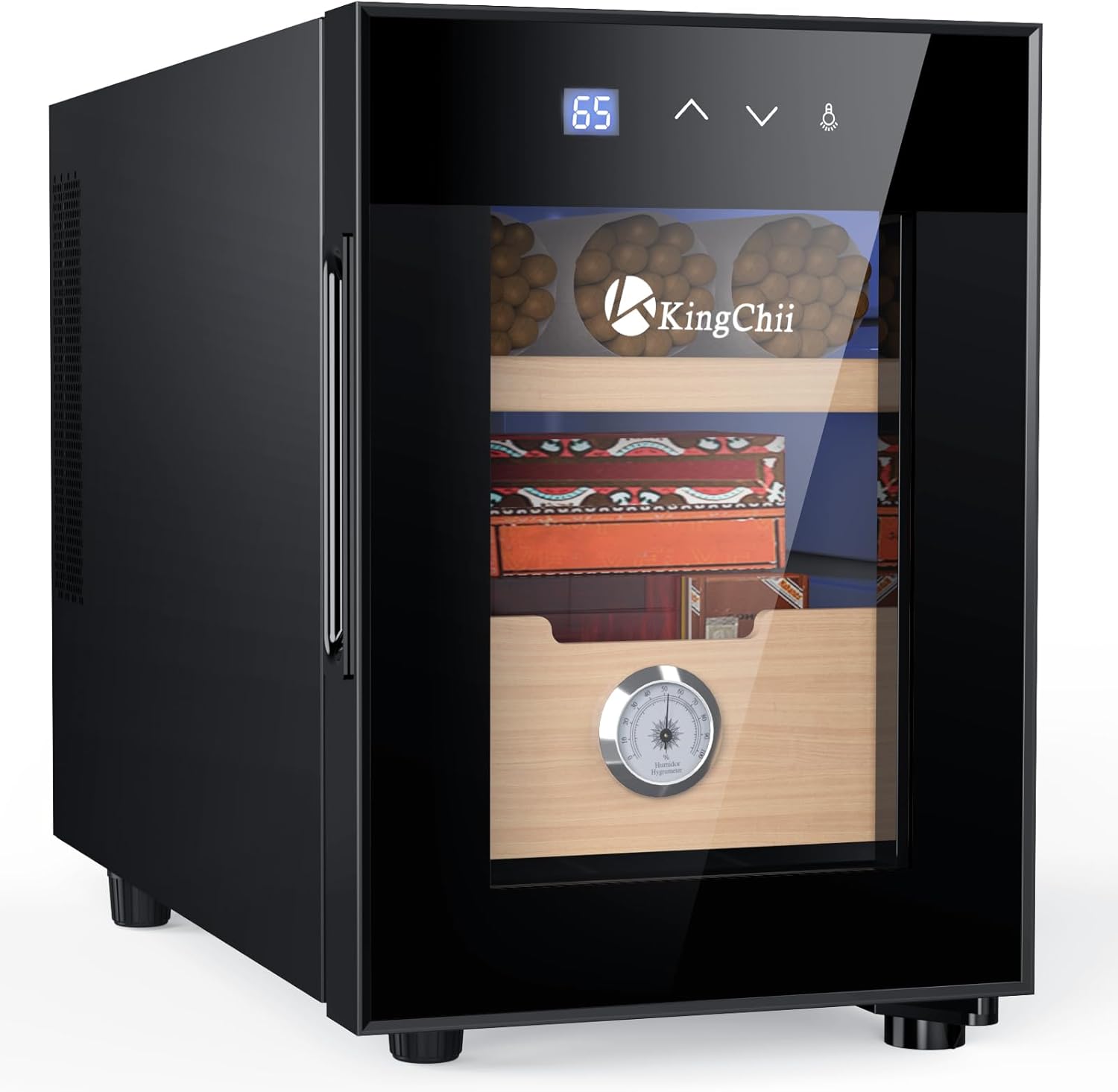 KingChii 16L Electric Cigar Humidors Temperature Control System, Cooling & Heating Humidor Cabinet with Spanish Cedar Wood Shelves & Hygrometer, Father's Day Gifts for Men (2 Layers 100 Capacity)