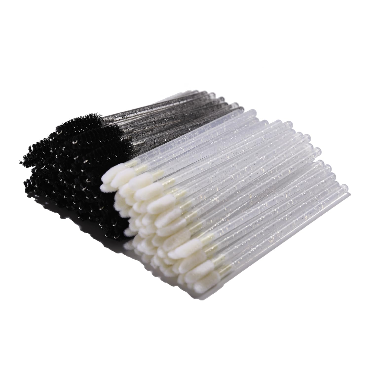 100PCS Disposable Makeup Brush Tool, Include 50 Lash Spoolies Mascara Brushes, 50 Crystal Lip Brushes, Disposable Applicators for Women Girls Beauty Eyebrow Eyelash Extension Makeup Kit