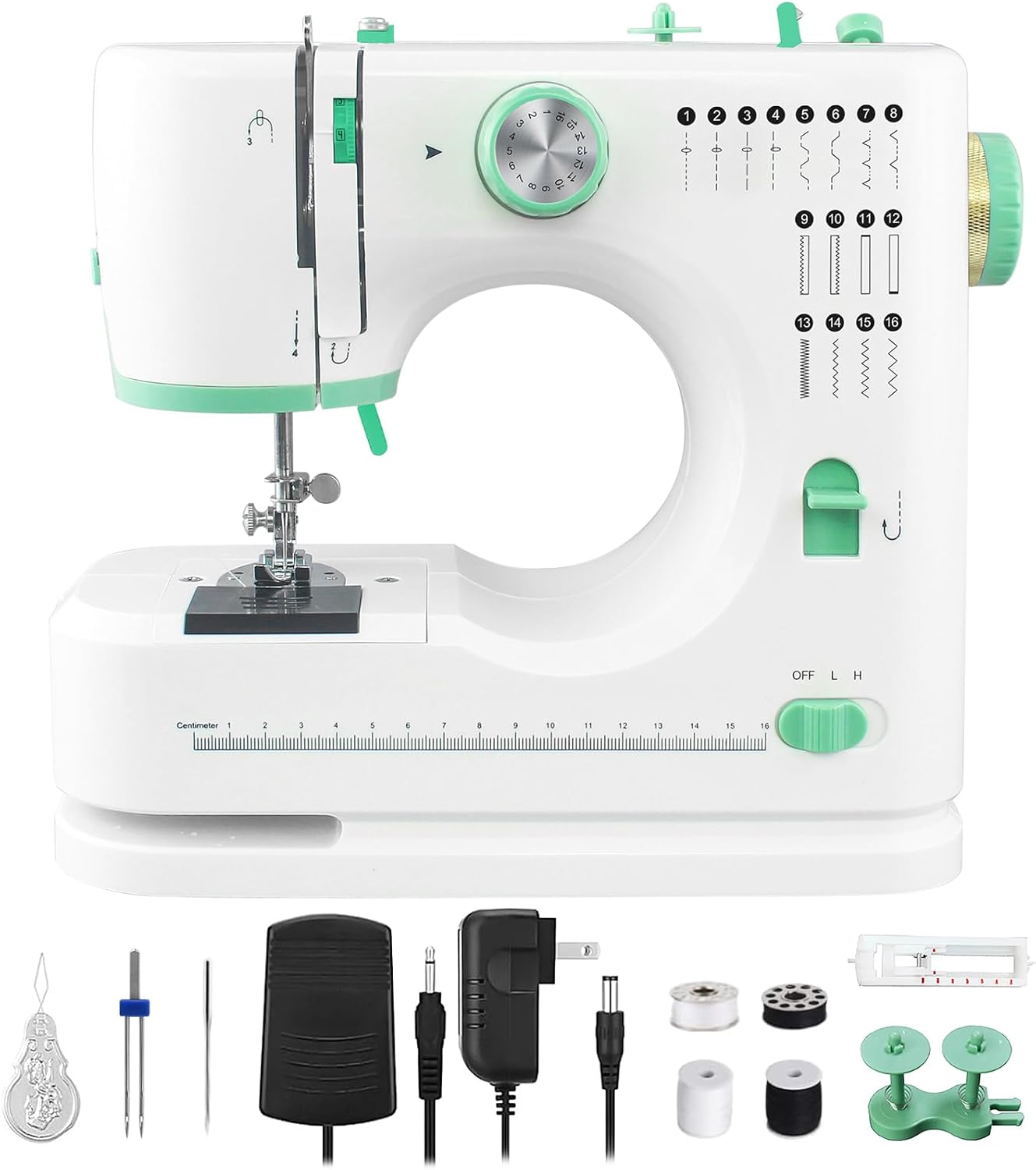 Sewing Machine With 16 Stitches, Mini Electric Sewing Machine,Upgraded Silent Motor, Single/Double-Needle, Multifunctional Sewing Machine,Reverse Stitch, Adjustable Speed compact Size for Beginners
