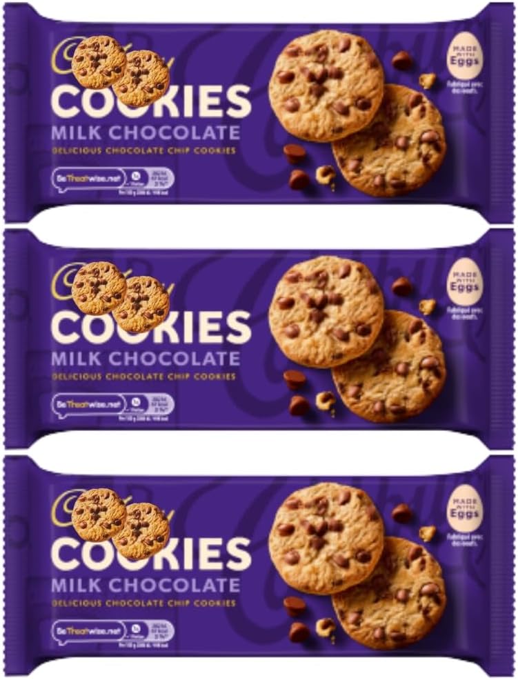 Milk Chocolate Chip Cookies Bundle – Soft & Chewy, Chocolatey Snack Pack 135g – Delicious Dessert Treats, Ideal for Sharing or Gifting, Pack of 3