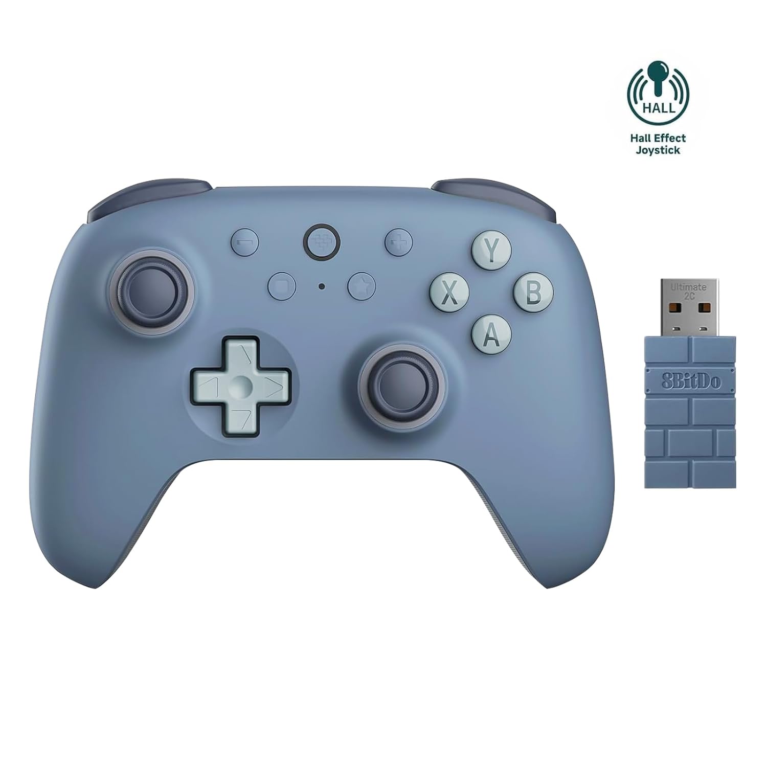 8Bitdo Ultimate 2C Wireless Controller for Windows PC and Android, with 1000Hz Polling Rate, Hall Effect Joysticks and Hall Triggers, and Remappable L4/R4 Bumpers (Dark Blue)