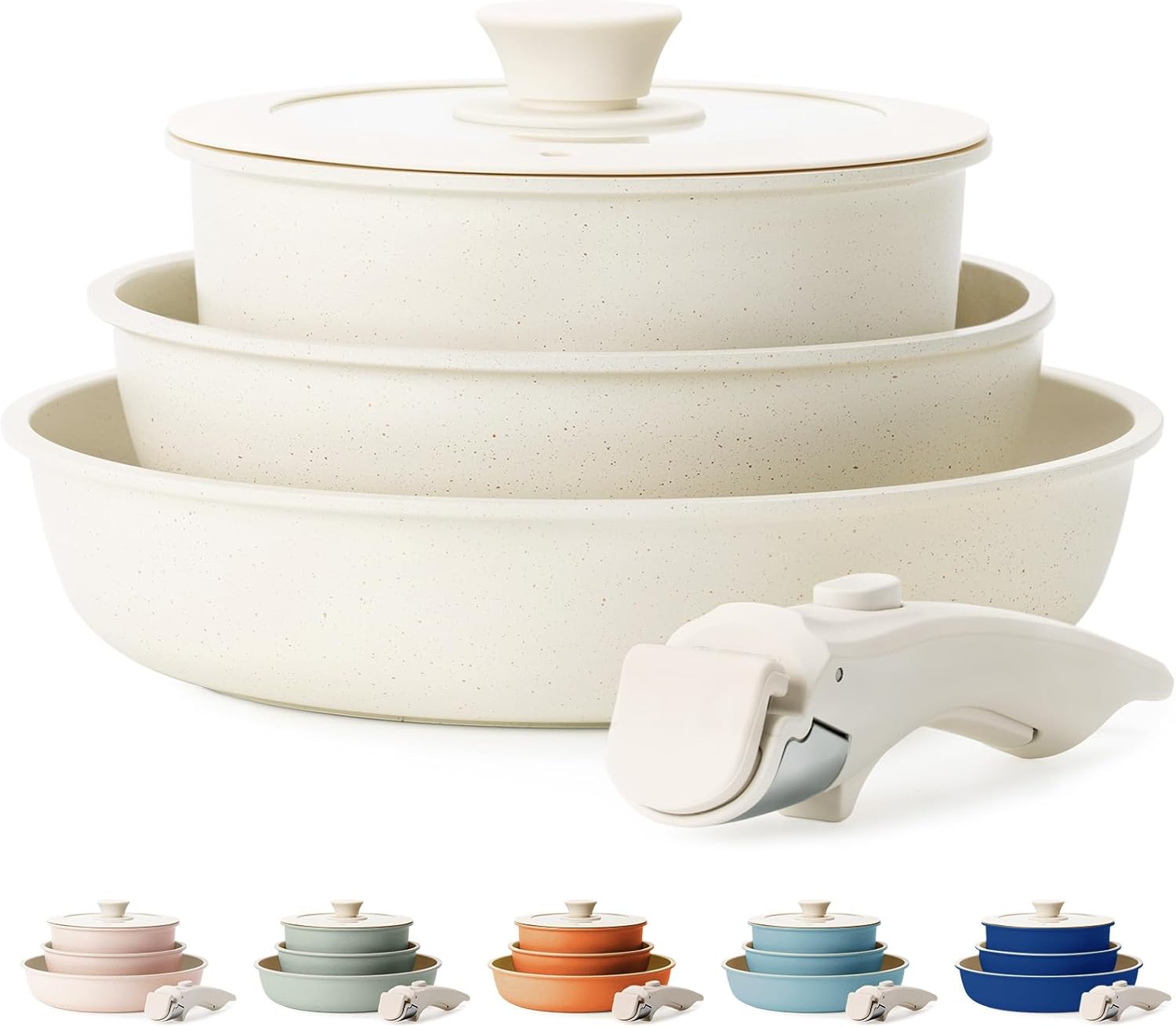π¨π£ππ₯πππ!! 5 Pcs Pots and Pans Set Non Stick - Detachable Handle Cookware Set, Induction Nonstick Kitchen RV Cooking Set Removable Handle - Dishwasher οΌ Oven Safe οΌHeat Evenly for Better Cooking