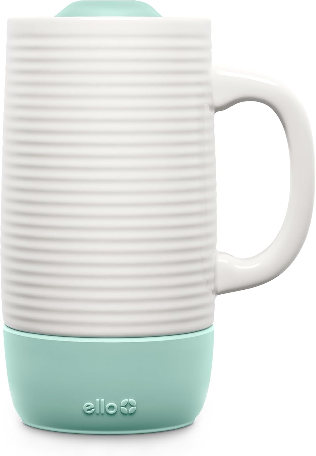 Ello Jane 18oz Ceramic Travel Mug with Handle, Splash-Resistant Slider Lid and Built-in Coaster, Perfect for Coffee and Tea, BPA Free, Dishwasher Safe, Holiday Gift Her Him, Yucca