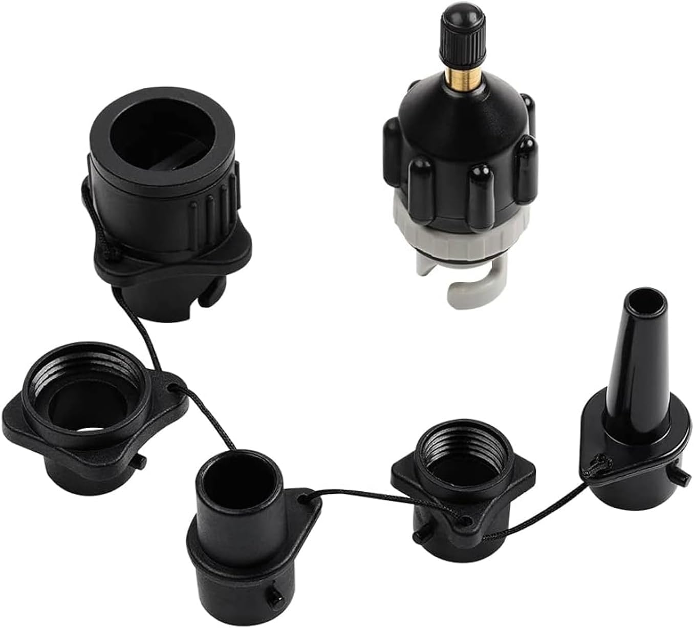 Paddle Board Pump Adapter Inflatable Boat SUP Air Pump Converter with 4 Valve Nozzles Universal Air Valve Adapter for Paddle Board Accessories Kayak Dinghy Rowing Boat Stand Up Paddleboarding