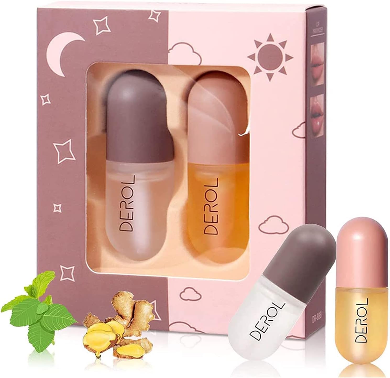 TEEROVA Lip Plumper - Natural Lip Plumper and Lip Care Serum Set, Lip Enhancer Lip Maximizer Lip Gloss for Fuller & Hydrated Beauty Lips