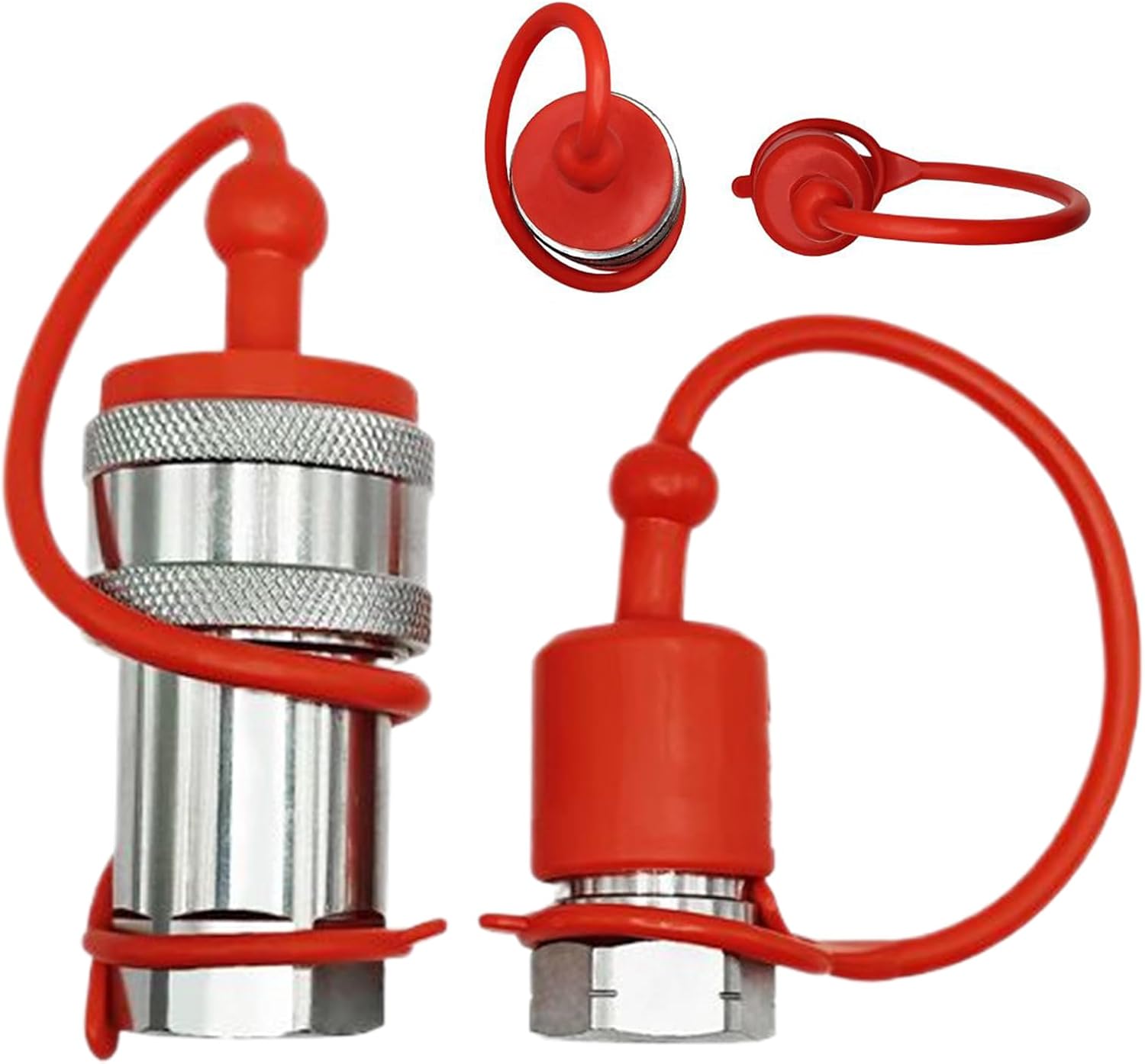 Quick Hydraulic Connector – Steel Adapter Coupler, High Pressure Fitting | Heavy Duty Hydraulic Hose Attachment, Leak Proof Tool for Tractor Loader Excavator Skid Steer Backhoe Accessory