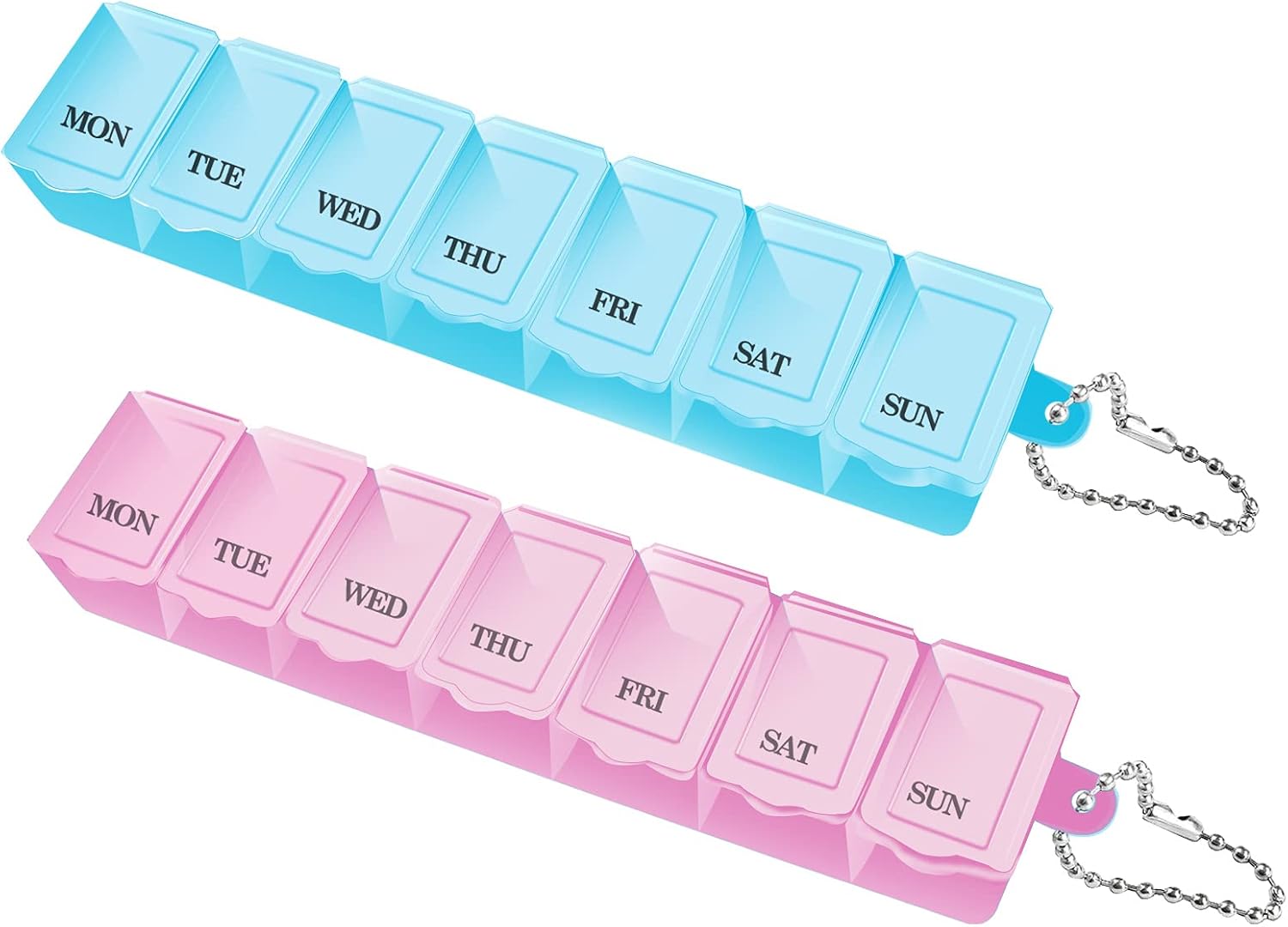 2 PCS Weekly Pill Organizer 7 Day Pill Box Organizer Medicine Box Tablet Dispenser Organiser Storage Case Portable Travel Pill Box Travel Medicine Organizer for Medication