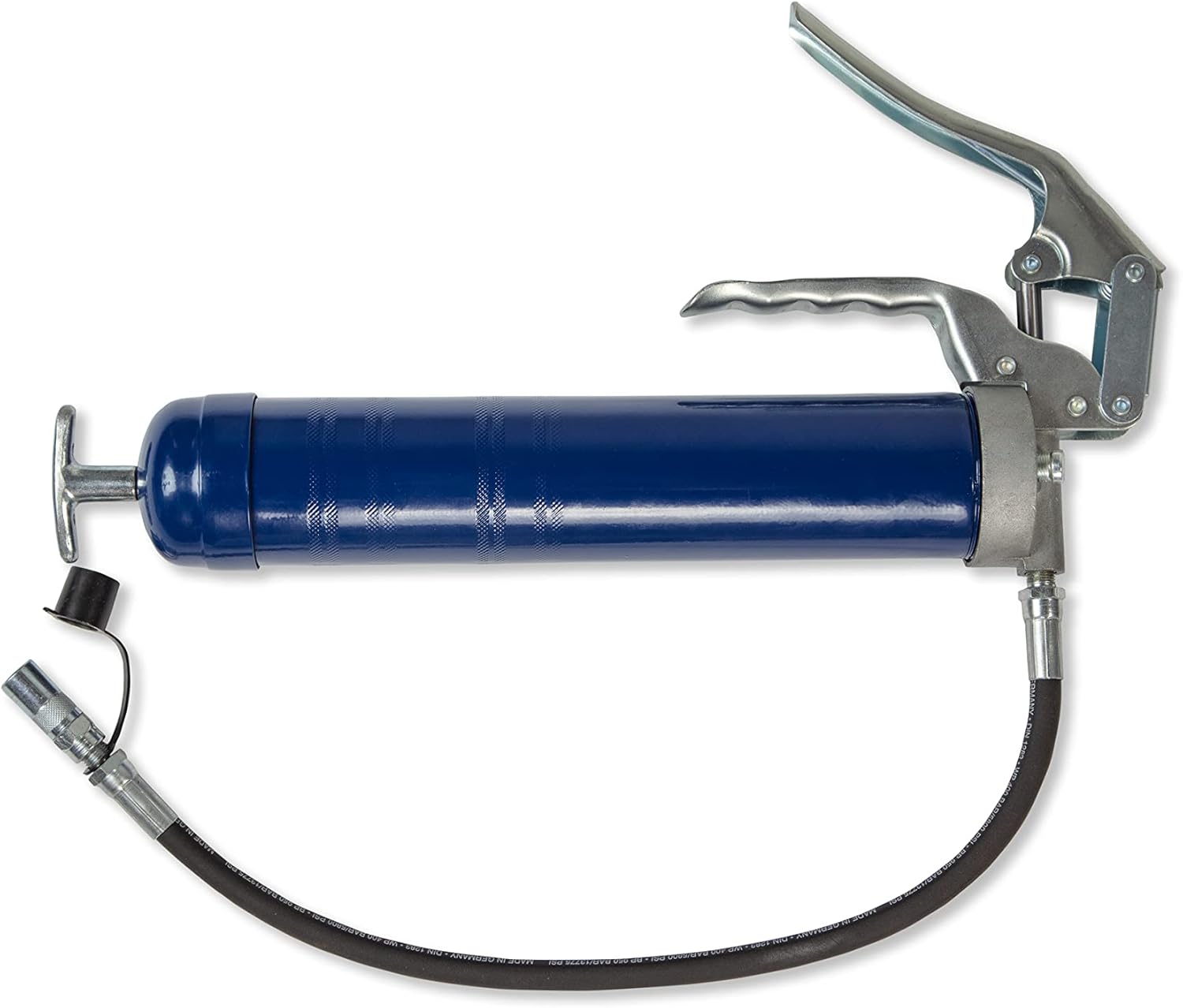 Lincoln 1133 Pistol Grip Grease Gun with 18" Whip Flex Hose and Coupler, 2-Way Loading, 6,000 PSI, One-Hand Operation, Dual-Lip Follower, Standard Grease Cartridges, Jam-Proof Toggle, Cast Pump Head