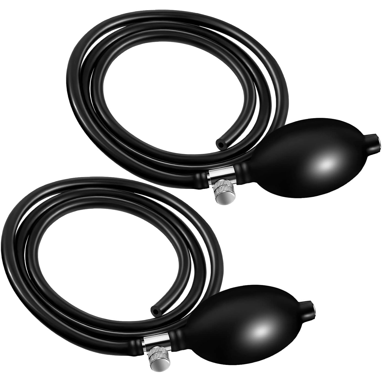 Fabbay 2 Set Blood Pressure Bulb Pump Replacement Rubber Inflation Bulb Adjustable Blood Pump Monitor Manual Pressure Hand with Tubing Air Valve for Sphygmomanometer