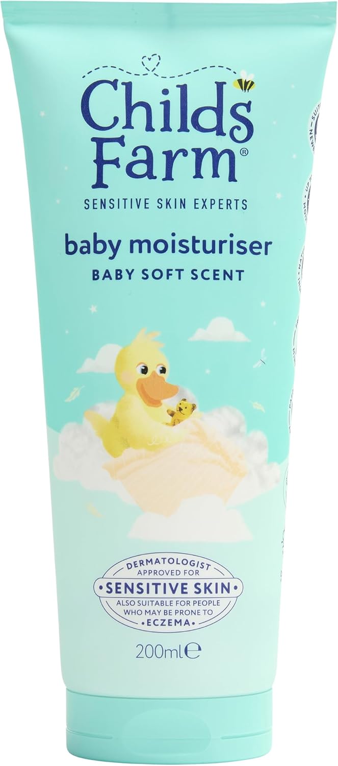 Childs Farm Baby Moisturiser, Baby Soft Scent | Moisturising & Hydrating | Suitable for Newborns with Dry, Sensitive Skin, 200ml