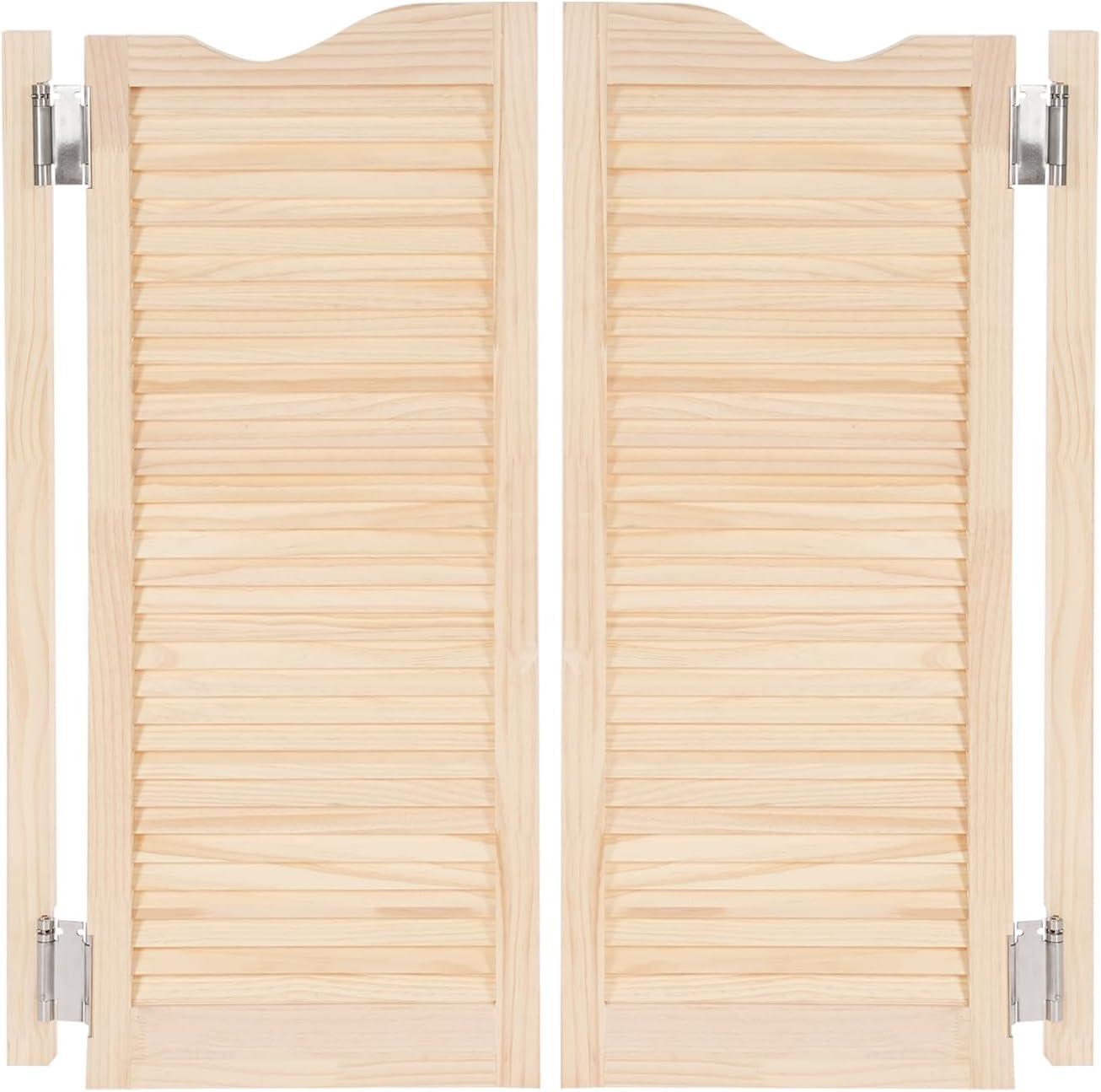 Modern Swinging Door Cafe Door Pine Wood Saloon Doors for House, Kitchen, Shop Entrance Partition Wooden Louvered Door with Quiet Hinges (Wood, 35.8"x40.9")