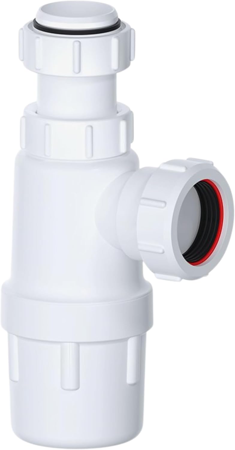 PlumbEZ Telescopic Adjustable Bottle Trap with Anti-Slip Ring - 40mm (1.1/2') BS EN2574-1 Compliant Sink Waste Kit and Urinal Bottle Sink Trap