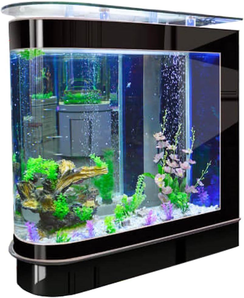 Aquarium Kit Upright Black Fish Tank Large Glass Fishbowl Glsaa Bar for Patios Living Office Room and Kitchen 47.3*49.6*15.8in…