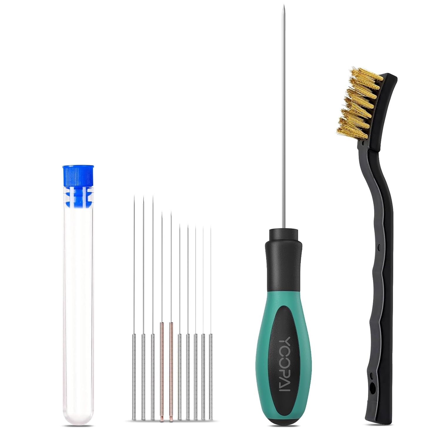 YOOPAI 3D Printer Cleaning Kit, 3D Printer Nozzle Cleaning Kit with Clog Poke, 0.4mm 3D Printing Nozzle Cleaner Piercing Needles with Copper Wire Brush, 3D Printer Tools Kit for 1.75mm Nozzles