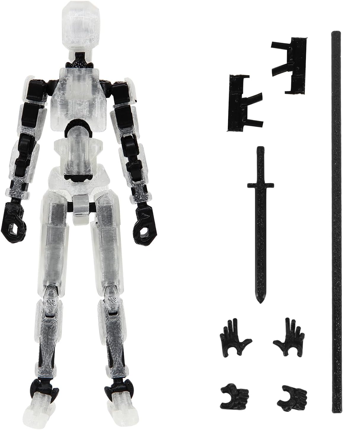 MerryXD T13 Action Figure,Assembly Completed Dummy Nova Tintan Lucky 13 Action Figure 3D Printed Multi-Jointed Movable Toy Clear