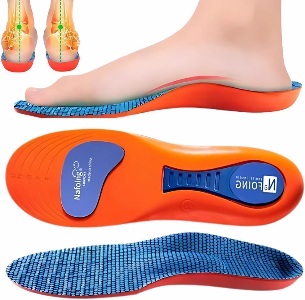 Steppers Heavy Duty Support Plantar Fasciitis Orthotic Insoles - 220+ LBS Arch Support, Relieve Flat Feet,Heel Pain,Overpronation,Shock Absorbing and Breathable Insoles (Large (EU 43-44))