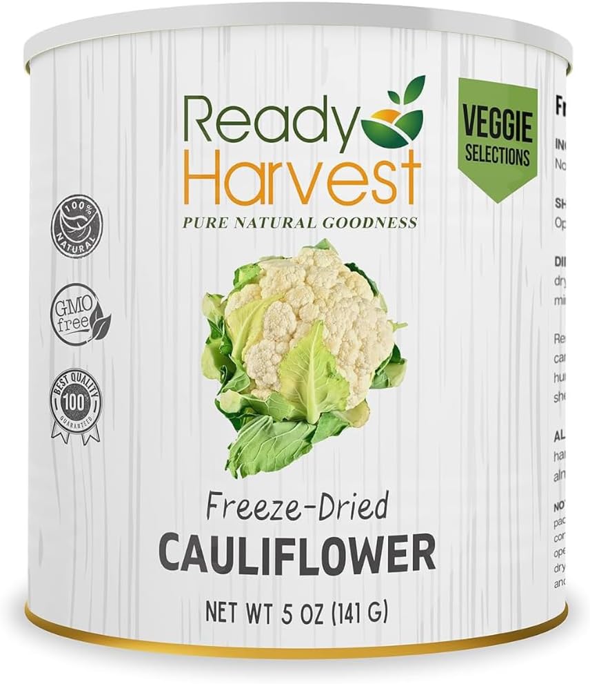 Ready Harvest - Freeze Dried Whole Foods for Emergency Food Storage, Camping Supplies, and Survival Kits | Sealed Fresh in #10 Can | 30 Year Shelf Life | 1 Can | Cauliflower
