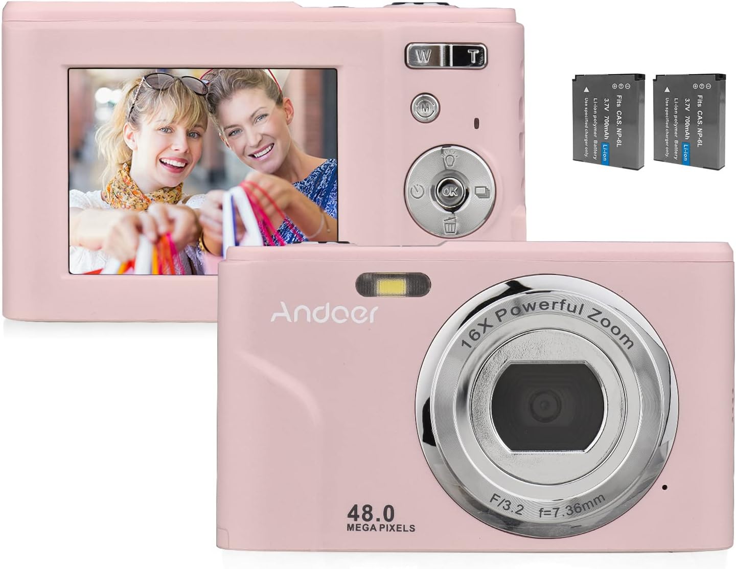 Andoer Digital Camera, 48MP 1080P Portable Camera 128GB Extended Memory