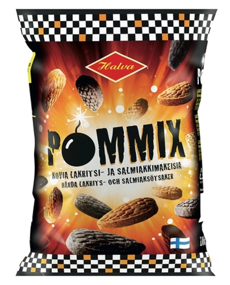 2 Bags x 100g of Halva Pommix - Original - Finnish - Salty Licorice - Salmiak - Caramel - Hard - Boiled - Candies - Sweets