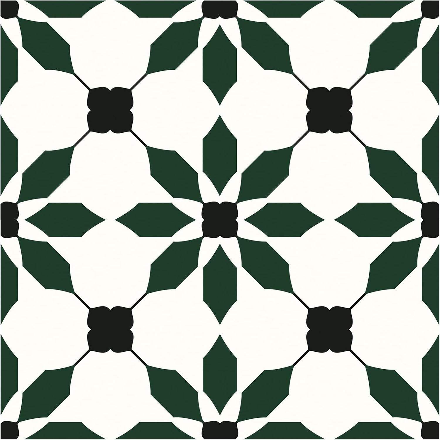 MORCART 7.87" x 7.87" Peel and Stick Floor Tile, 40 PCS Self-Adhesive DIY Vinyl Flooring for Renters, Removable and Waterproof Tile Sticker for Bathroom, Kitchen, Staircase(Black Green)