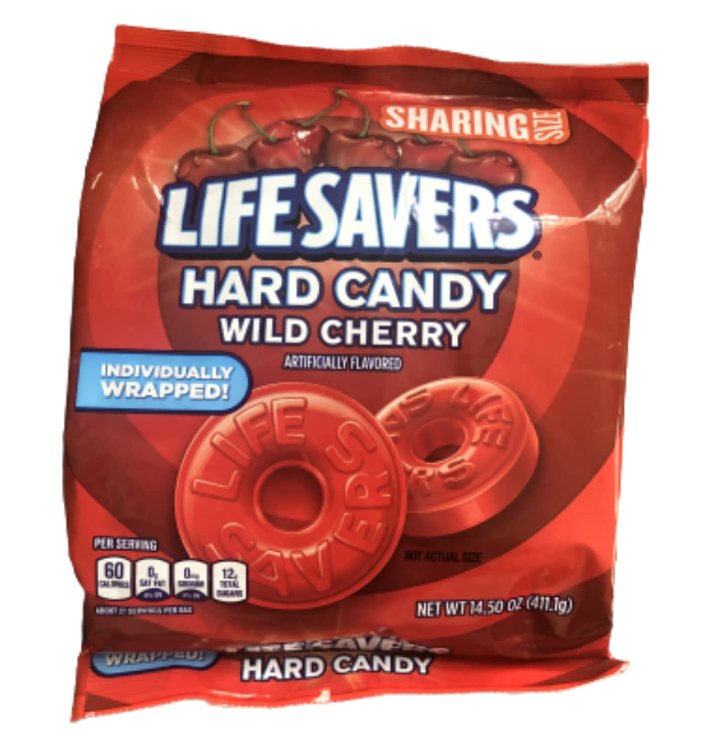 LifeSavers Hard Candy Wild Cherry Sharing Size 14.5 oz each bag Individually Wrapped 3 bags