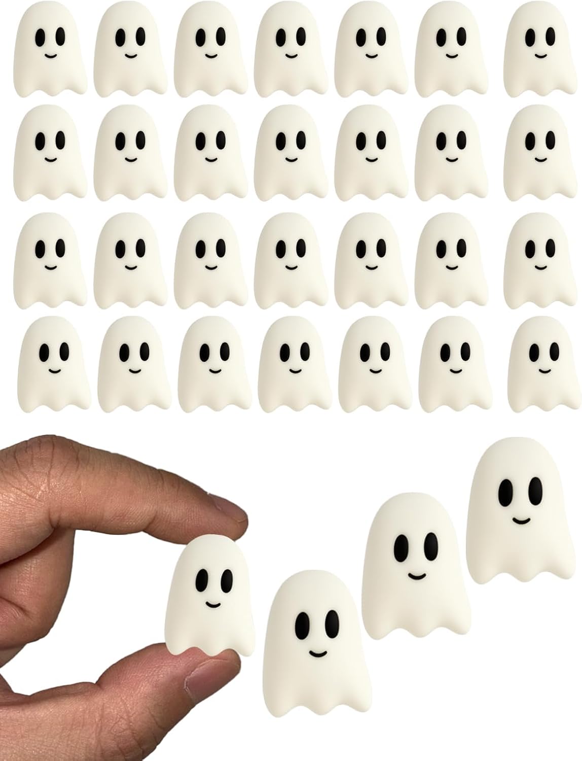 60PCS Ghost Flatback Resin Charms – Halloween Mini Kawaii Grimace Ghost Cabochons for DIY Crafts, Phone Case, Hair Clip, Jewelry Making, Spooky Cute Table Scatter Decorations