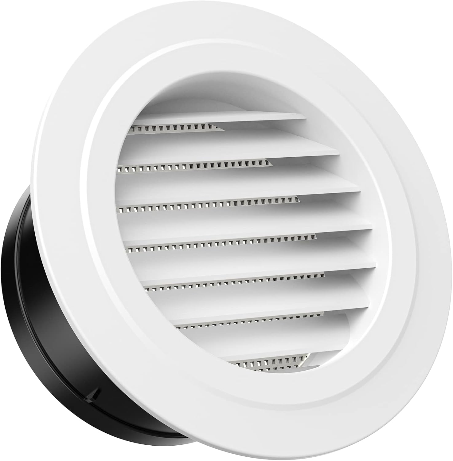 HG Power 6 Inch Round Air Vent, ABS Louver Grille Cover with Built-in Screen Mesh, White Soffit Vent for Bathroom Office Kitchen Ventilation - Opening Size 5.66"