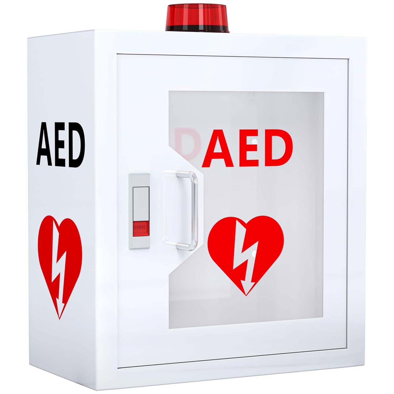 NLShan Wall-Mounted AED Cabinet: Steel Defibrillator Storage Case with Alarm & Handle - Fits Zoll/Cardiac Science/Physio-Control All aed Brands (14.2" Wx7.9 Dx15.8 H)