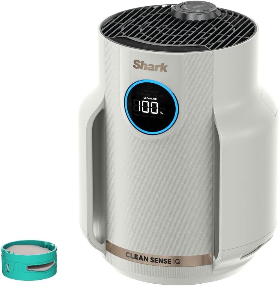 Shark NeverChange5 Air Purifier for Home, Bedroom, Office, Room Coverage 23sqm, 5-Year HEPA Filter Traps 99.97% of Allergens including Dust, Pollen, Pet Dander, Quiet, LED Display, Dove HP072UK