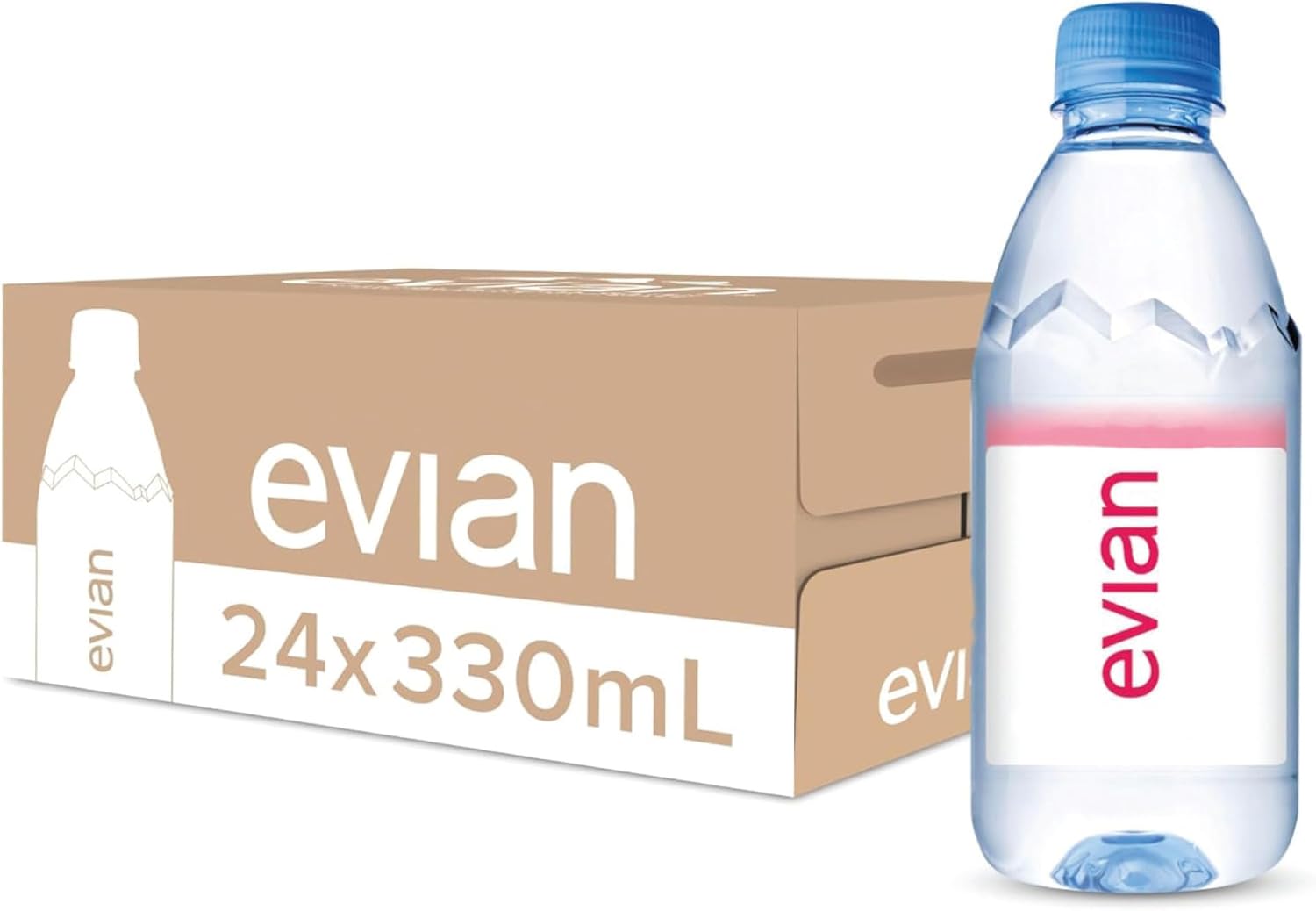 Eviian Water 330ml x 24 Bottles | Mineral Water | Still Water | Crisp Taste | Carbon Neutral | Recycled plastic