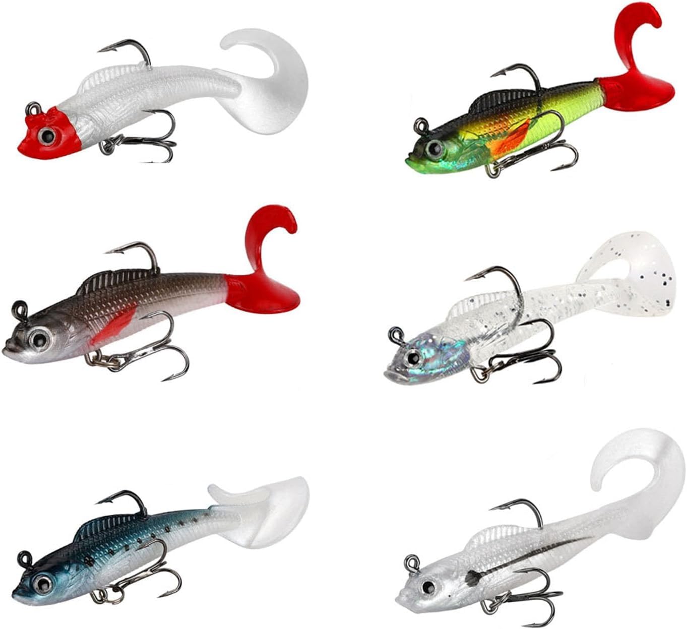 6 Pcs Pike Lures - Ocean Fishing Gear, Artificial Bait With Sturdy Hooks (9cm/9.5g)