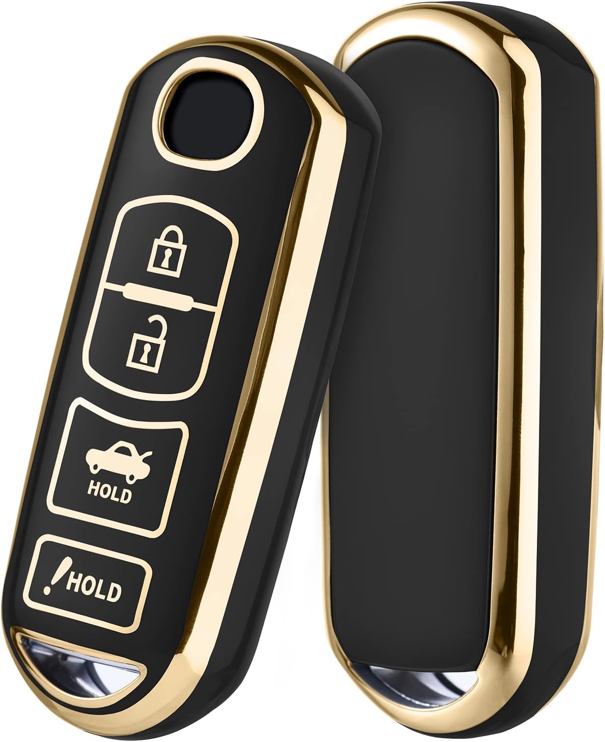 ELOHEI for Mazda Key Fob Cover Case, Compatible with Mazda 3 6 8 Miata MX5 CX3 CX4 CX5 CX7 CX9 Premium Soft TPU 360 Degree Full Protection Key Shell(Black (4 Button))