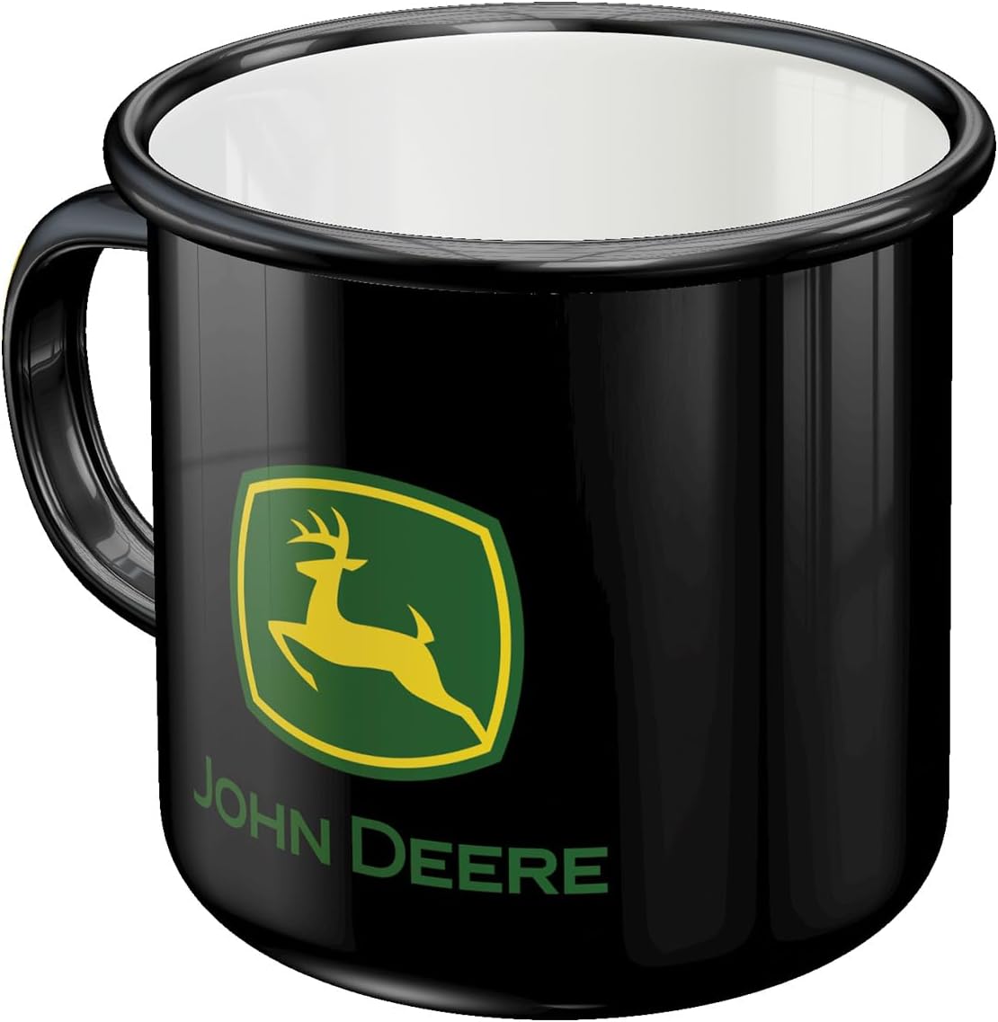 Nostalgic-Art Retro Enamel Mug 360ml John Deere - Logo Black - Gift Idea for Tractor Fans Camping Mug Vintage Design