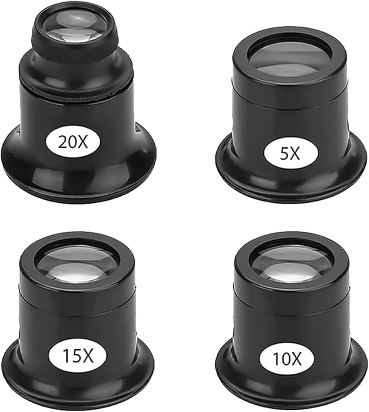Jewellers Loupe, 4 PCS Jewellery Magnifying Glass, Eye Loupe Magnifier Magnifying Glass Eye Jewellers Magnifying Glass Watchmakers Eye Glass for Jewellers Watchmaker(5X 10X 15X 20X)