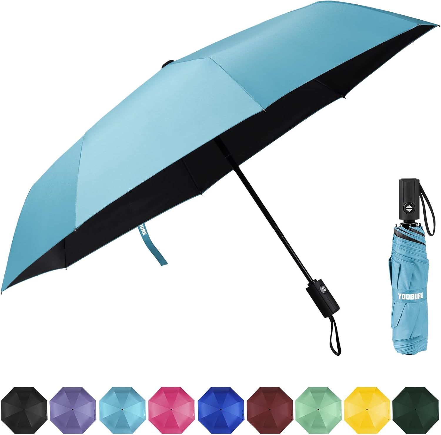 Yoobure Windproof Travel Umbrella, Automatic Umbrellas for Rain, Portable & Compact Umbrella for Backpack, Sun Umbrella for Walking, Folding Small Umbrella for Car, Lightweight Strong UV Protection
