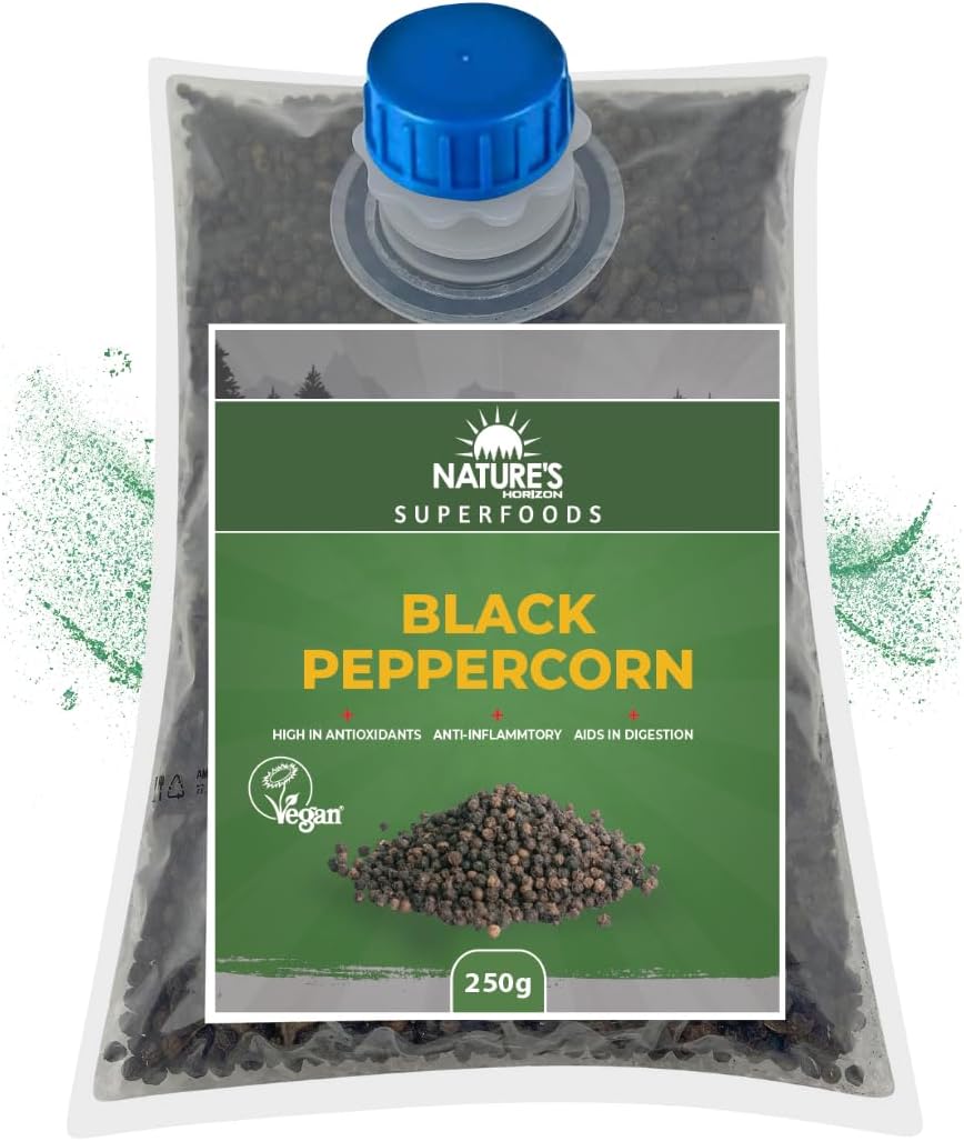 Whole Black Peppercorns PREMIUM (500g) | Delicious Flavour | Pure & Natural | Vegan | Gluten-Free by Nature's Horizon®