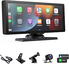 8.88 inch Portable Car Stereo with Carplay Android Auto, HD Carplay Screen for Cars with Backup Camera, Bluetooth, GPS Navigation, Mirror Link, Voice Control, AUX, FM, Music/Video Playback