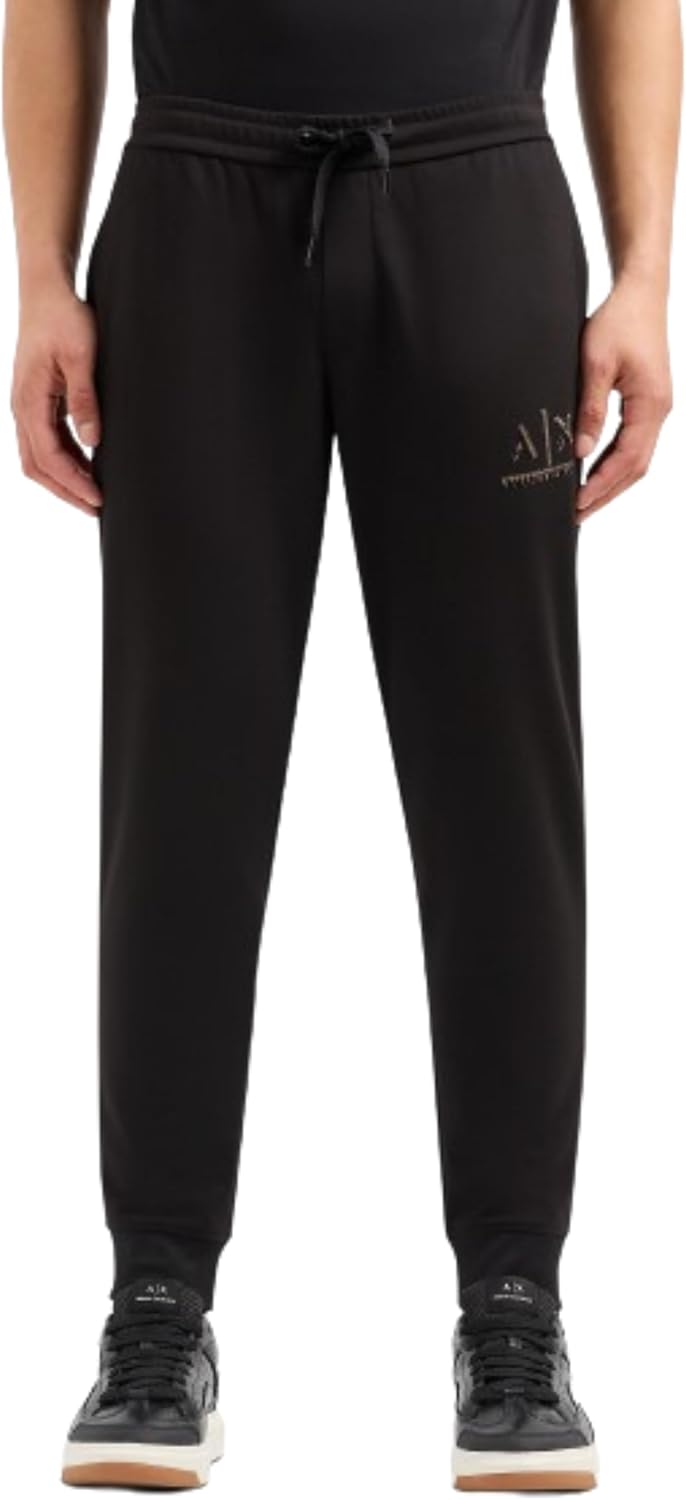 Armani Exchange Men's A|x Gold Logo Drawstring Fleece Pant Track