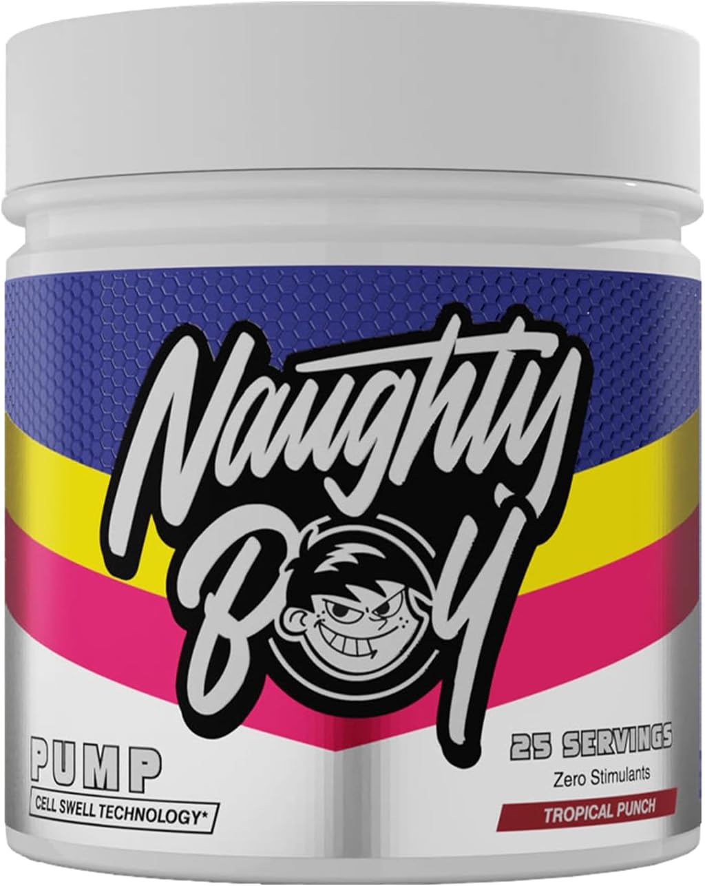 NaughtyBoy Pump Pre-Workout - 400g, Tropical Punch, Stimulant Free, Cell SWELL Technology, Pump, Focus, Performance & Hydration
