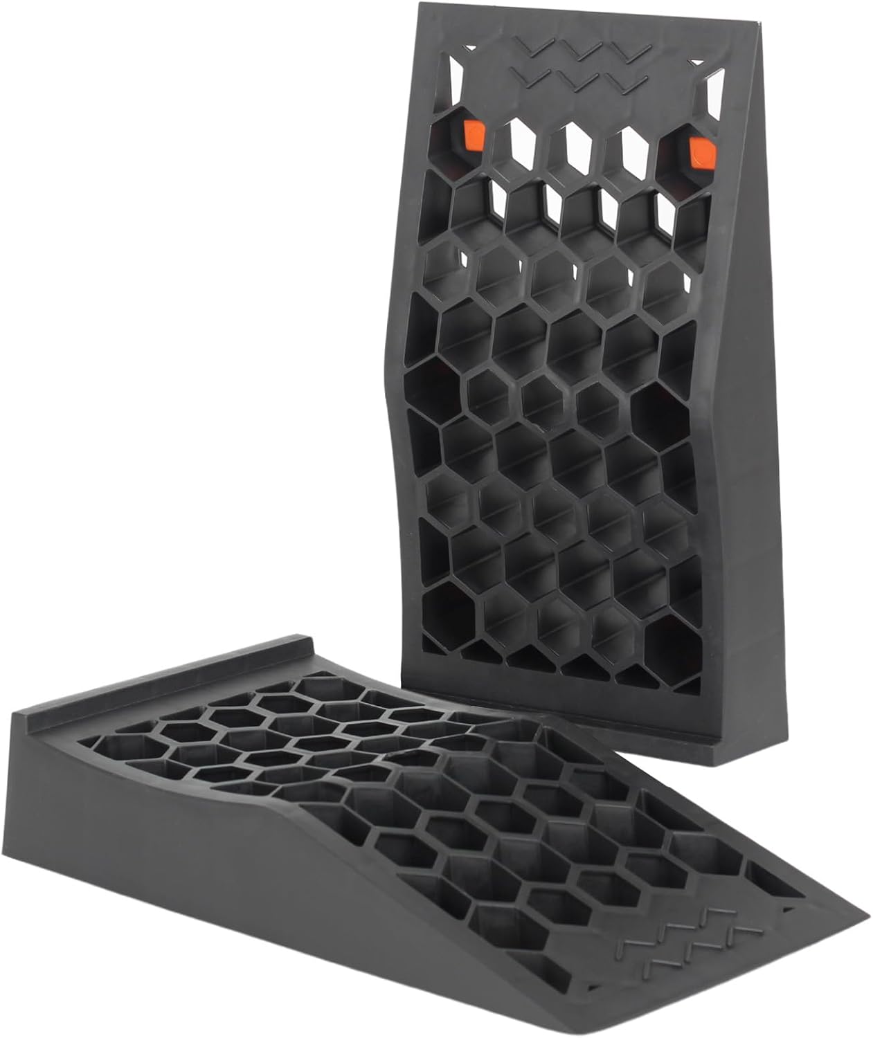 Low Profile Car Service Ramp with Anti-Slip Pads, 2 Pack for Oil Changes and Lift Vehicle Maintenance, Low Car Tire Ramps for Jack Support