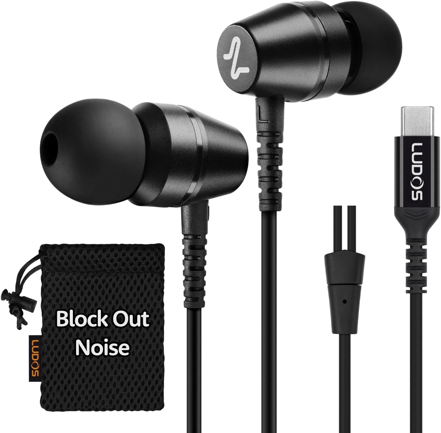 Ludos OMNITONE USB C Headphones, 5 Years Warranty, USB-C Earbuds for iPhone 16 15 Pro Max Plus Samsung Galaxy S24 S23 Ultra S22 S21 FE S20 Z Flip 3 Fold 4 A53 A54, USB Type C Earphones for iPad Pro